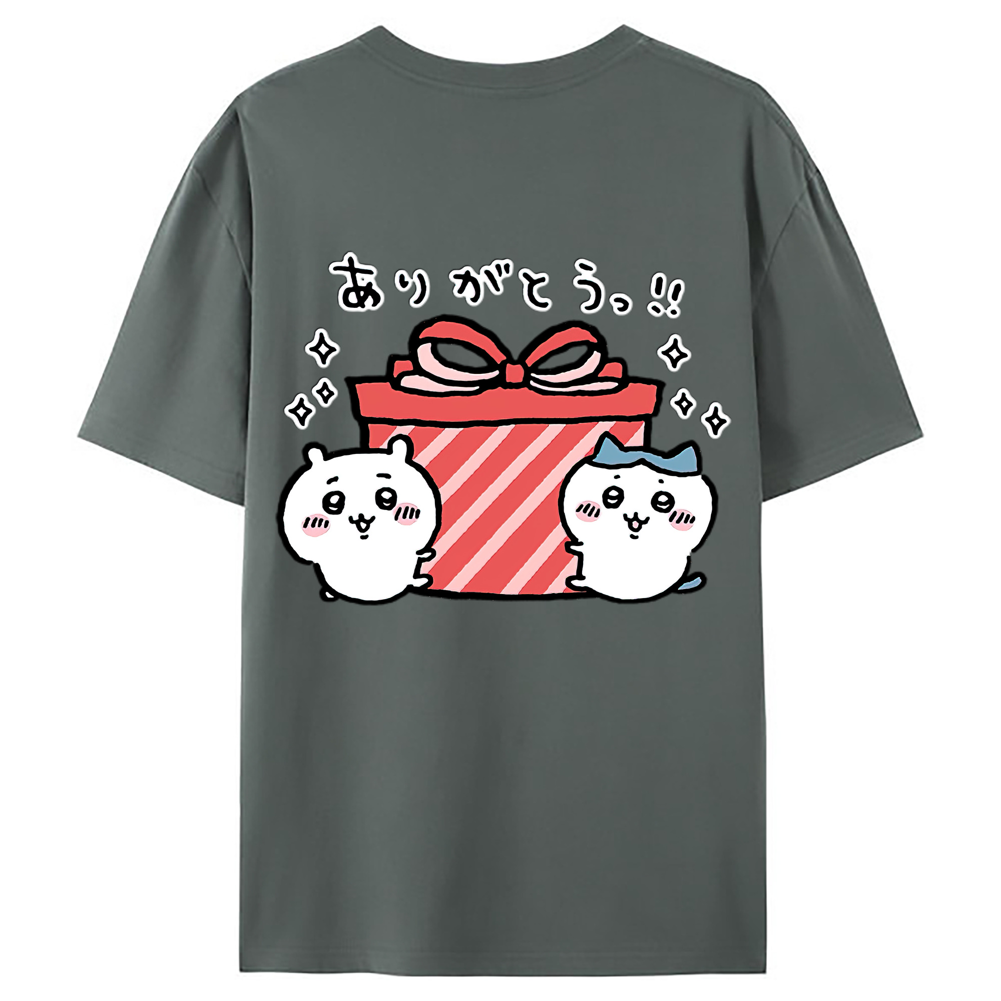 （画像用） ちいかわ ハチワレ Chii-kawa hachiware 綿100％ メンズ半袖Tシャツ（バックプリント） 通気性